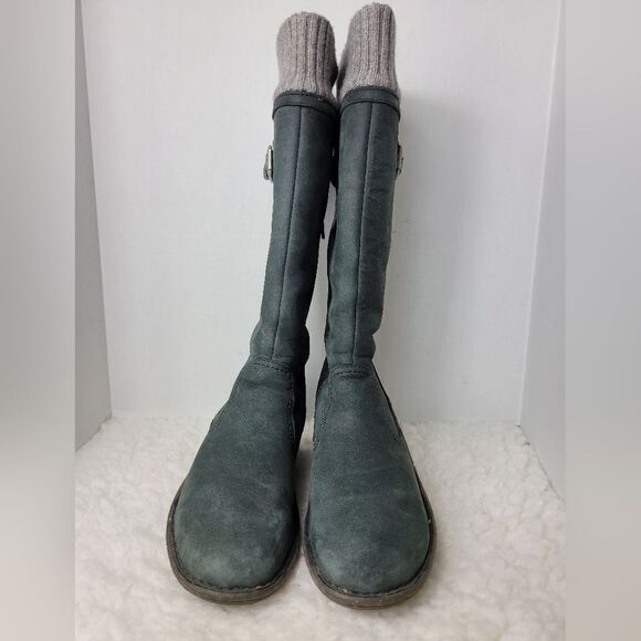 Ugg Women’s Skyfall Suede Wedge Boots Black Insulated Leather Boot 9 1006145 - Picture 3 of 9